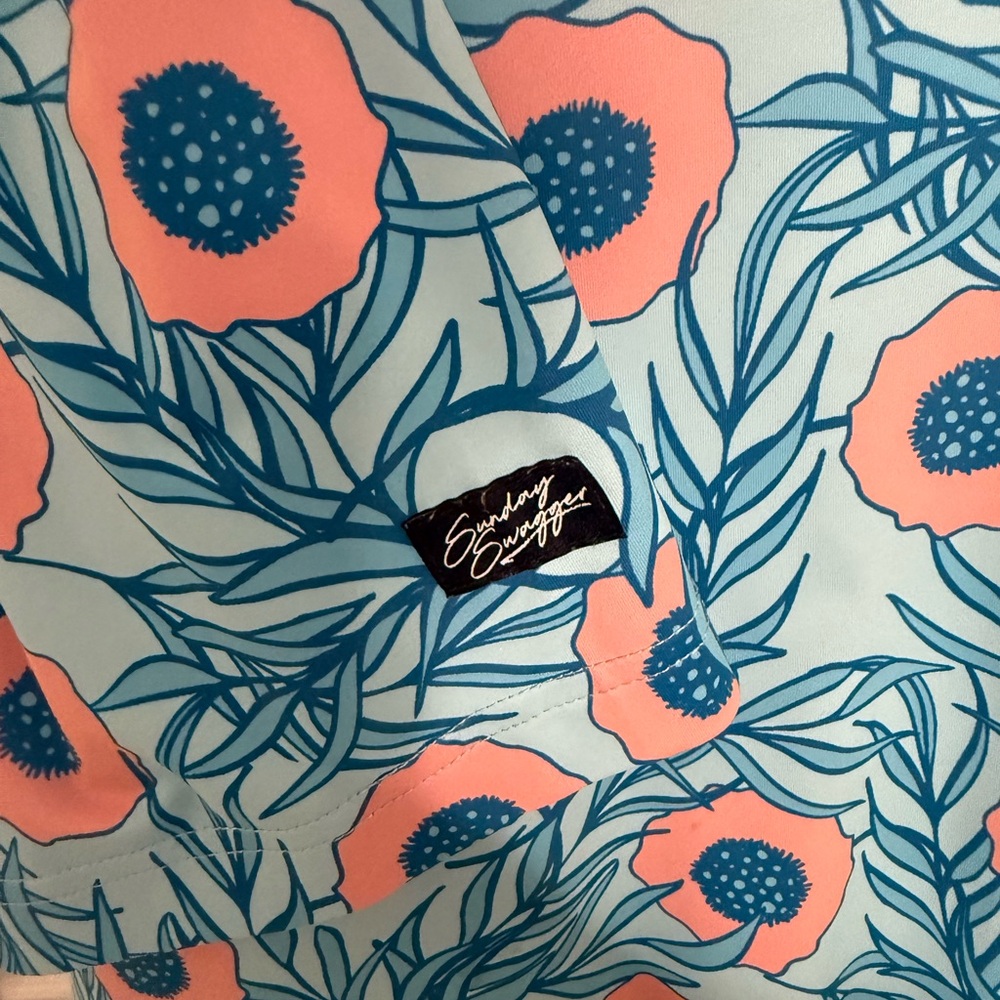 Sunday Swagger Blue and Pink Floral Polo - Picture 3 of 5